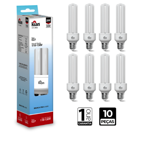 Kit Lâmpada Fluorescente 3u 25w Kian