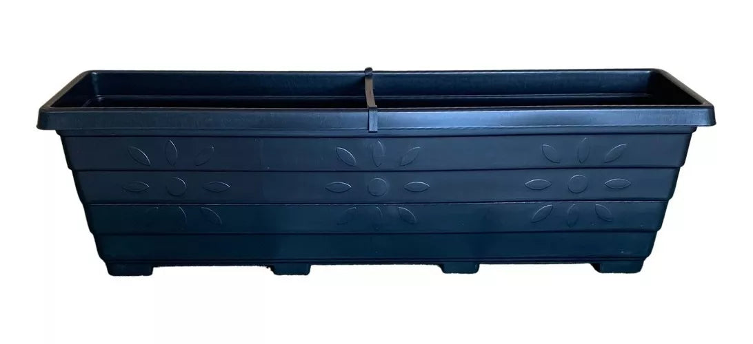 Kit Jardineira De Plástico Retangular Horta E Temperos Preta 80cm